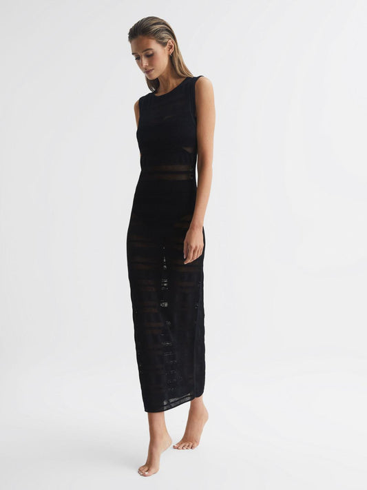 Reiss Dresses | Seraphina Knitted Midi Dress Black - Women