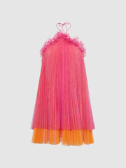 Reiss Dresses | Tate Amur Halter Neck Pleated Mini Dress Orange Punch - Women