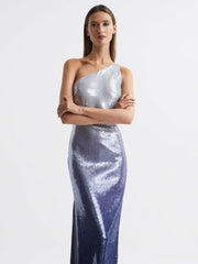 Reiss Dresses | Tiana Halston Cold Shoulder Ombre Sequin Maxi Gown Black Multi - Women