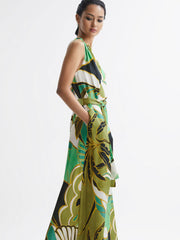 Reiss Dresses | Tina Jungle Print Maxi Dress Green - Women
