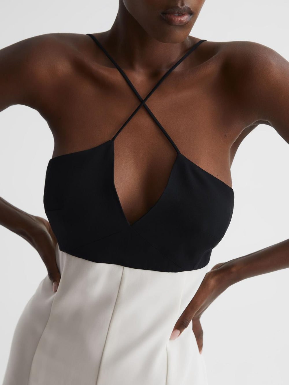 Reiss Dresses | Trina Colourblock Strappy Mini Dress Black/white - Women