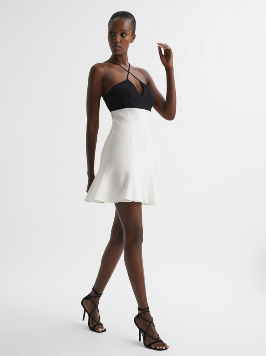 Reiss Dresses | Trina Colourblock Strappy Mini Dress Black/white - Women