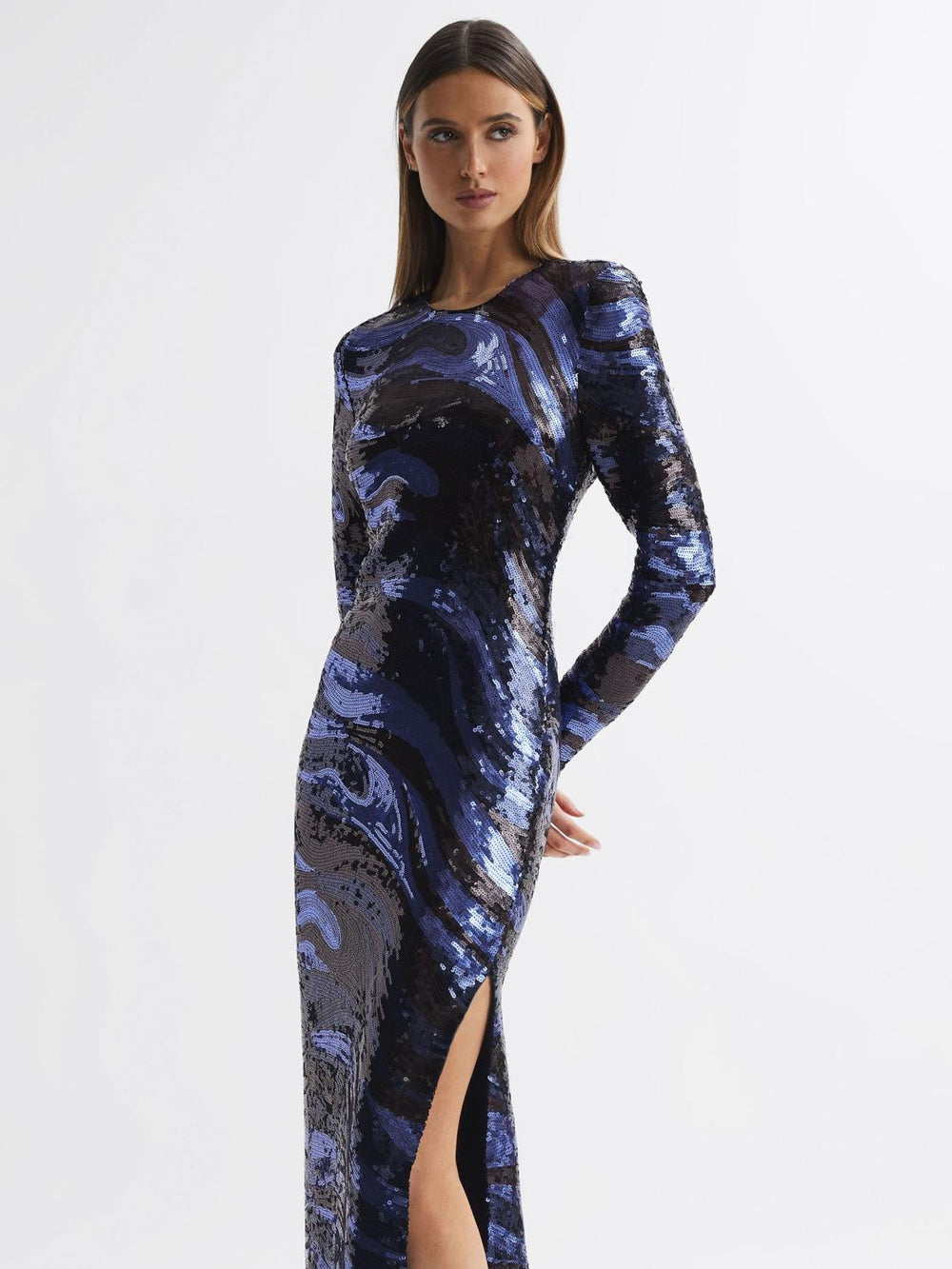 Reiss Dresses | Whitney Halston Sequin Maxi Dress Black Multi - Women
