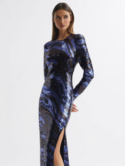 Reiss Dresses | Whitney Halston Sequin Maxi Dress Black Multi - Women