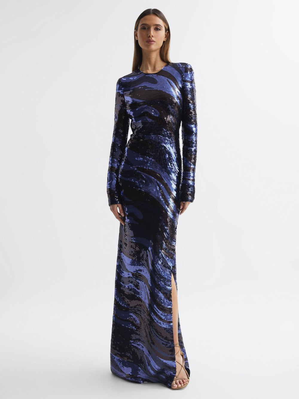 Reiss Dresses | Whitney Halston Sequin Maxi Dress Black Multi - Women