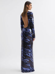Reiss Dresses | Whitney Halston Sequin Maxi Dress Black Multi - Women
