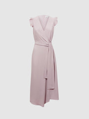 Reiss Dresses | Willow Wrap Tie Midi Dress Lilac - Women