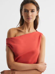 Reiss Dresses | Zaria Off-Shoulder Bodycon Midi Dress Coral - Women