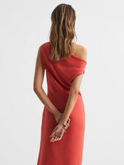 Reiss Dresses | Zaria Off-Shoulder Bodycon Midi Dress Coral - Women