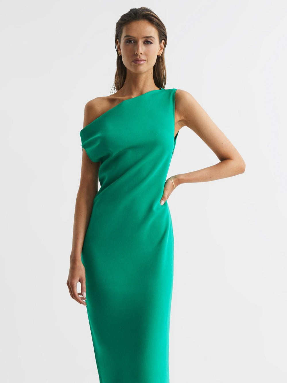 Reiss Dresses | Zaria Off-Shoulder Bodycon Midi Dress Green - Women