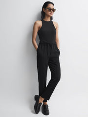 Reiss Flats | Adele Leather Chunky Cleated Loafers Black - Women