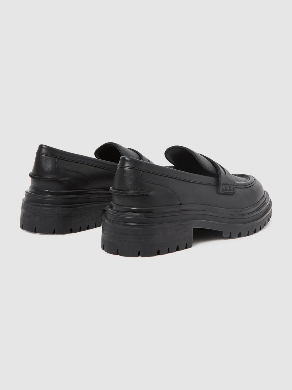 Reiss Flats | Adele Leather Chunky Cleated Loafers Black - Women