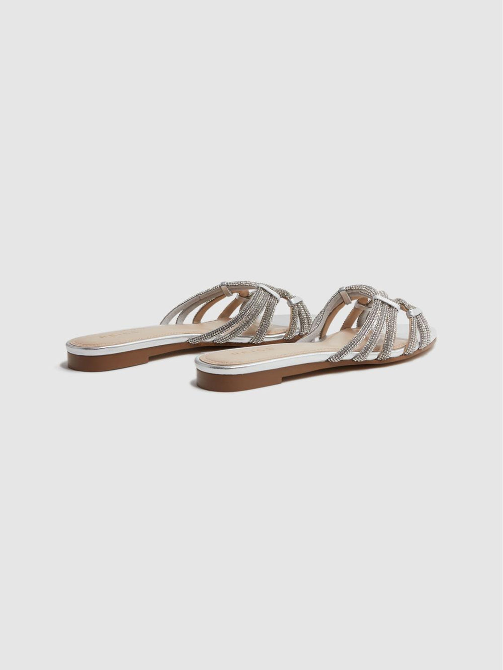 Reiss Flats | Eryn Embellished Flat Sandals Silver - Women