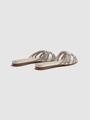 Reiss Flats | Eryn Embellished Flat Sandals Silver - Women