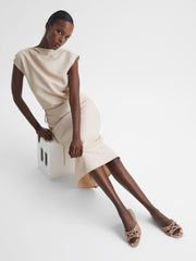 Reiss Flats | Eryn Flat Suede Suede Embellished Flat Sandals Nude - Women