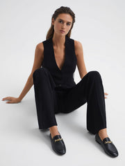 Reiss Flats | Evan Chain Detail Loafers Black - Women