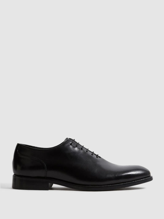 Reiss Formal Shoes | Bay Leather Whole Cut Shoes Black - Men