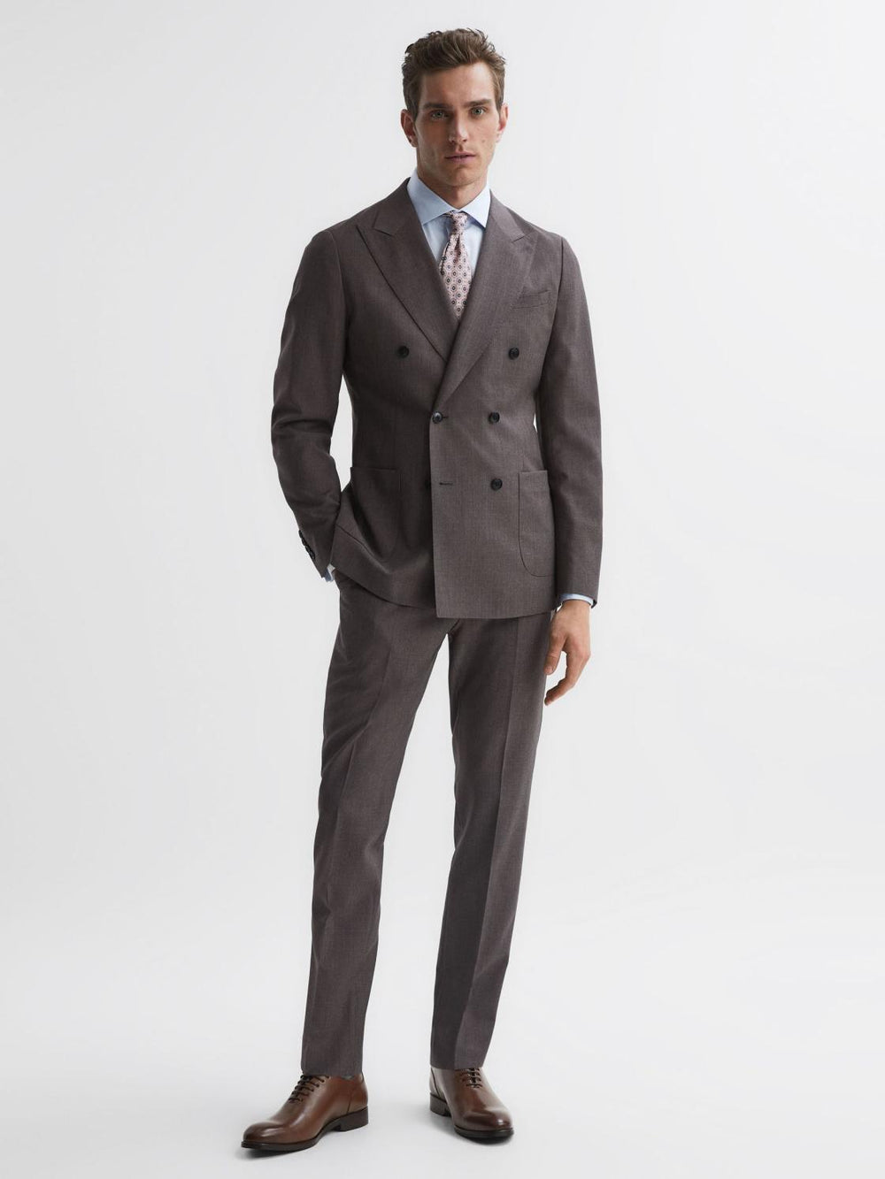 Reiss Formal Shoes | Bay Leather Whole Cut Shoes Dark Brown - Men