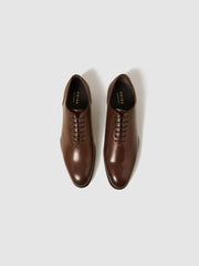 Reiss Formal Shoes | Bay Leather Whole Cut Shoes Dark Brown - Men
