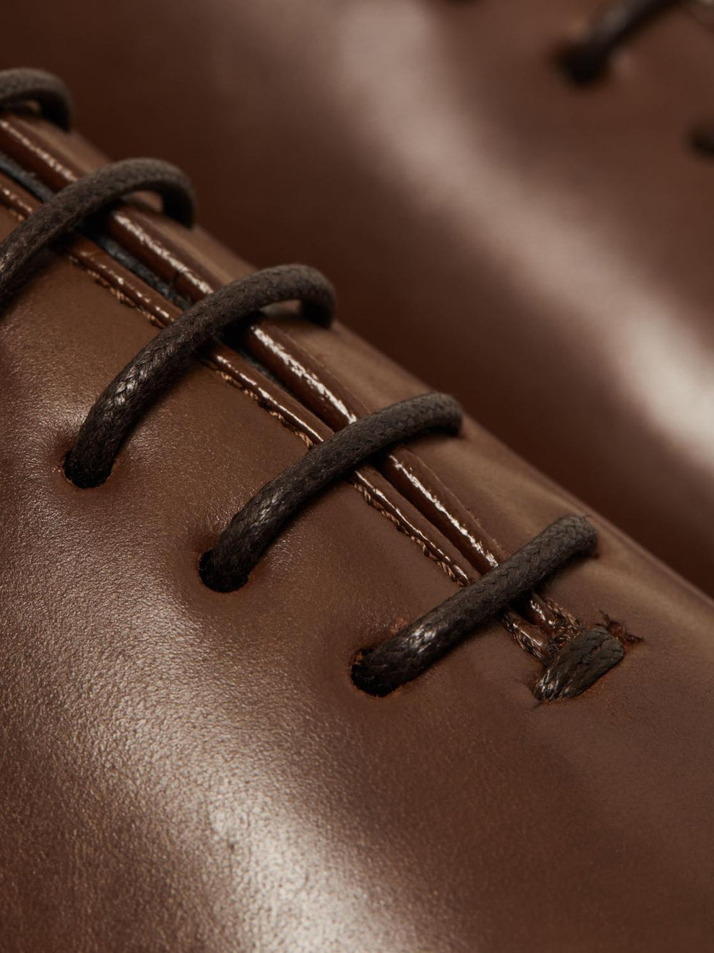 Reiss Formal Shoes | Bay Leather Whole Cut Shoes Dark Brown - Men