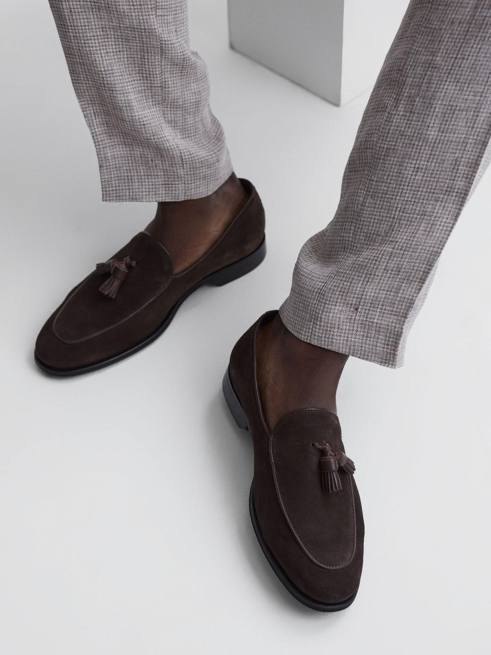 Reiss Formal Shoes | Windsor Suede Tassel Loafers Chocolate - Men