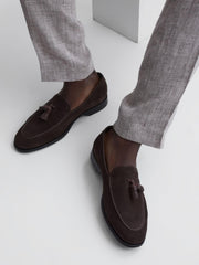 Reiss Formal Shoes | Windsor Suede Tassel Loafers Chocolate - Men