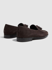 Reiss Formal Shoes | Windsor Suede Tassel Loafers Chocolate - Men