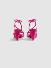 Reiss Heels | Cassie Suede Strappy Wedge Heels Pink - Women