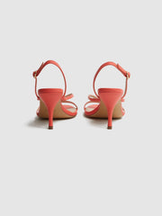 Reiss Heels | Clara Strappy Mid Heel Sandals Biscuit - Women