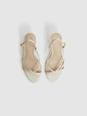Reiss Heels | Clara Strappy Mid Heel Sandals White - Women