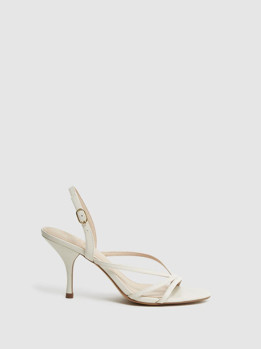 Reiss Heels | Clara Strappy Mid Heel Sandals White - Women