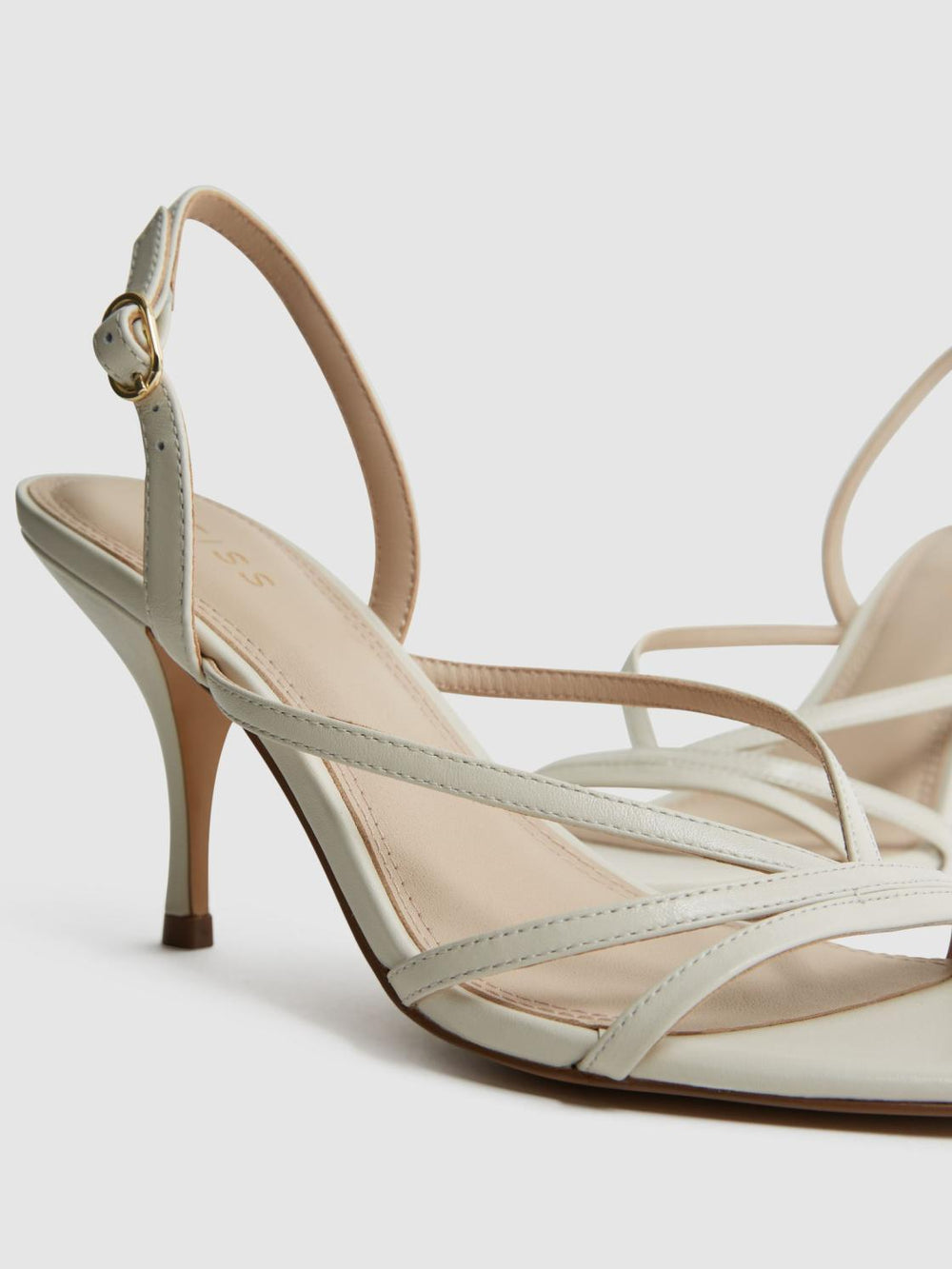 Reiss Heels | Clara Strappy Mid Heel Sandals White - Women