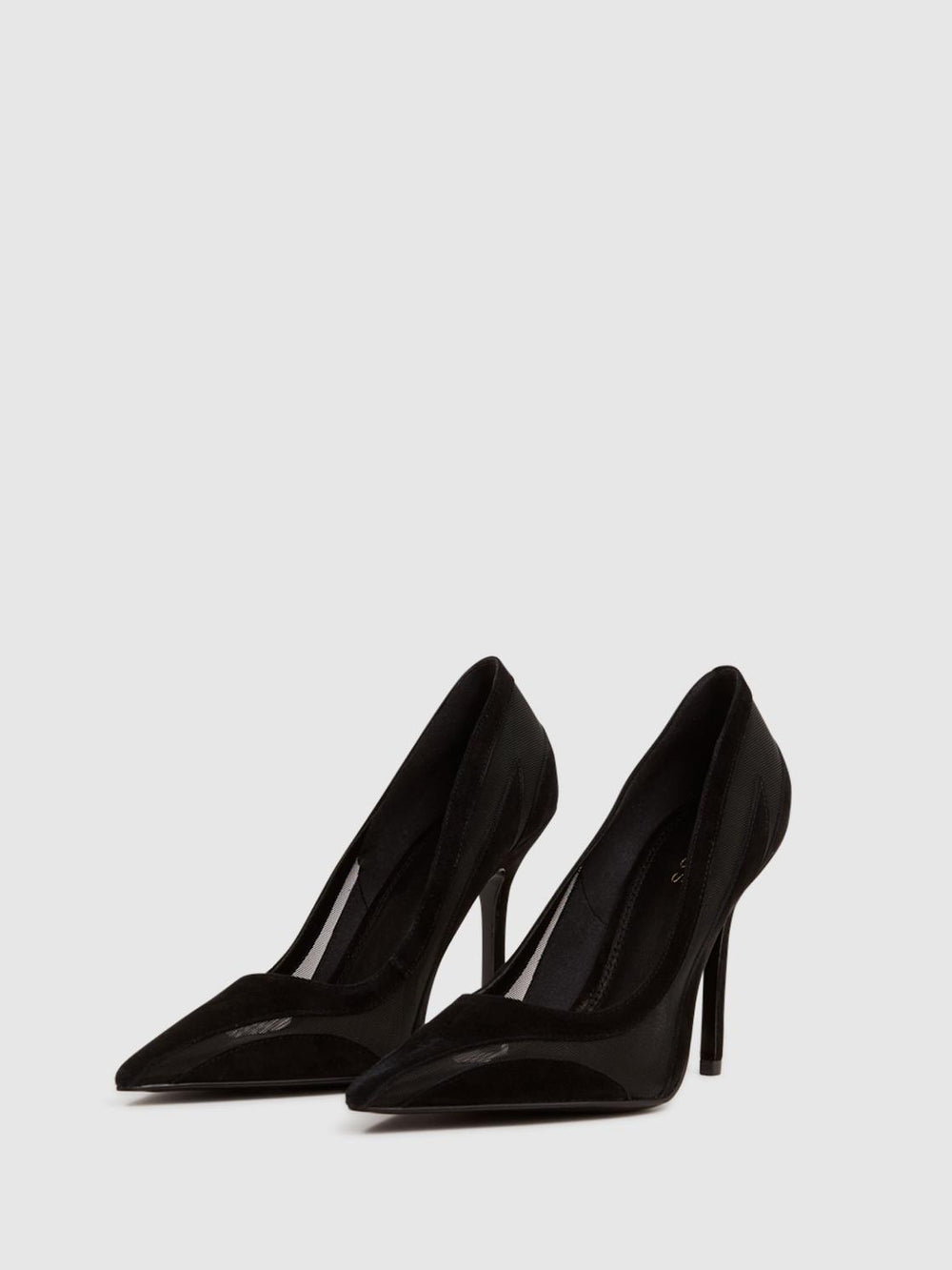 Reiss Heels | Dahlia Court Leather Sheer Court Shoes Black - Women