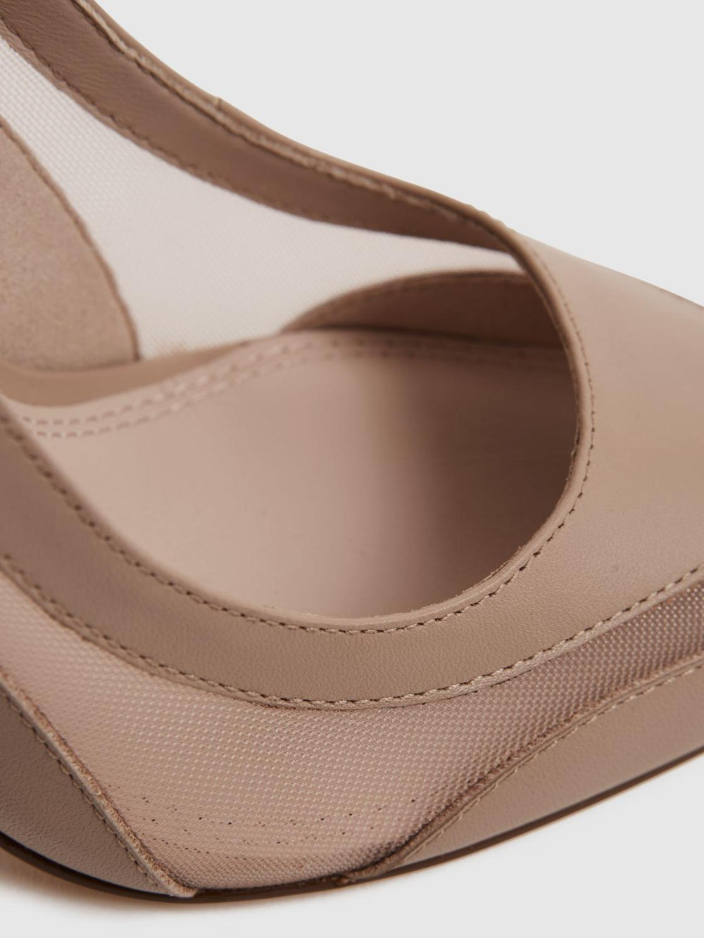 Reiss Heels | Dahlia Court Leather Sheer Court Shoes Latte - Women