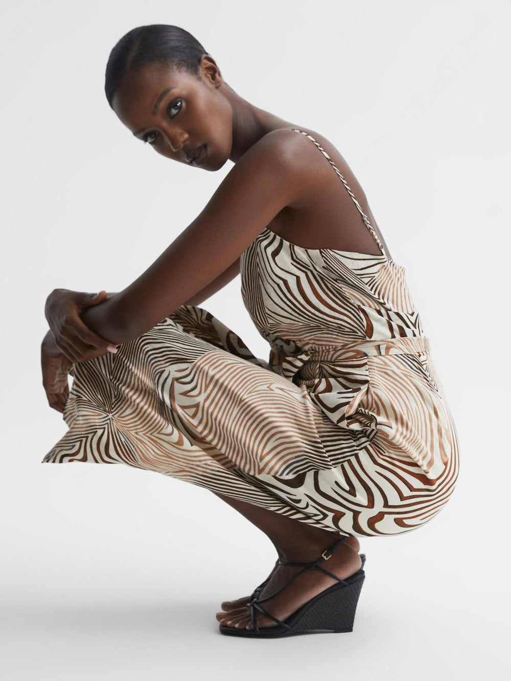 Reiss Heels | Daisey Strappy Wedge Heels Black - Women