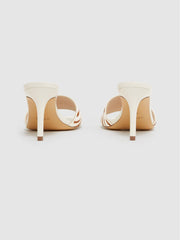 Reiss Heels | Dania Open Toe Leather Heeled Mules Off White - Women