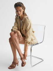 Reiss Heels | Eliza Block Heel Leather Sandals Nude - Women