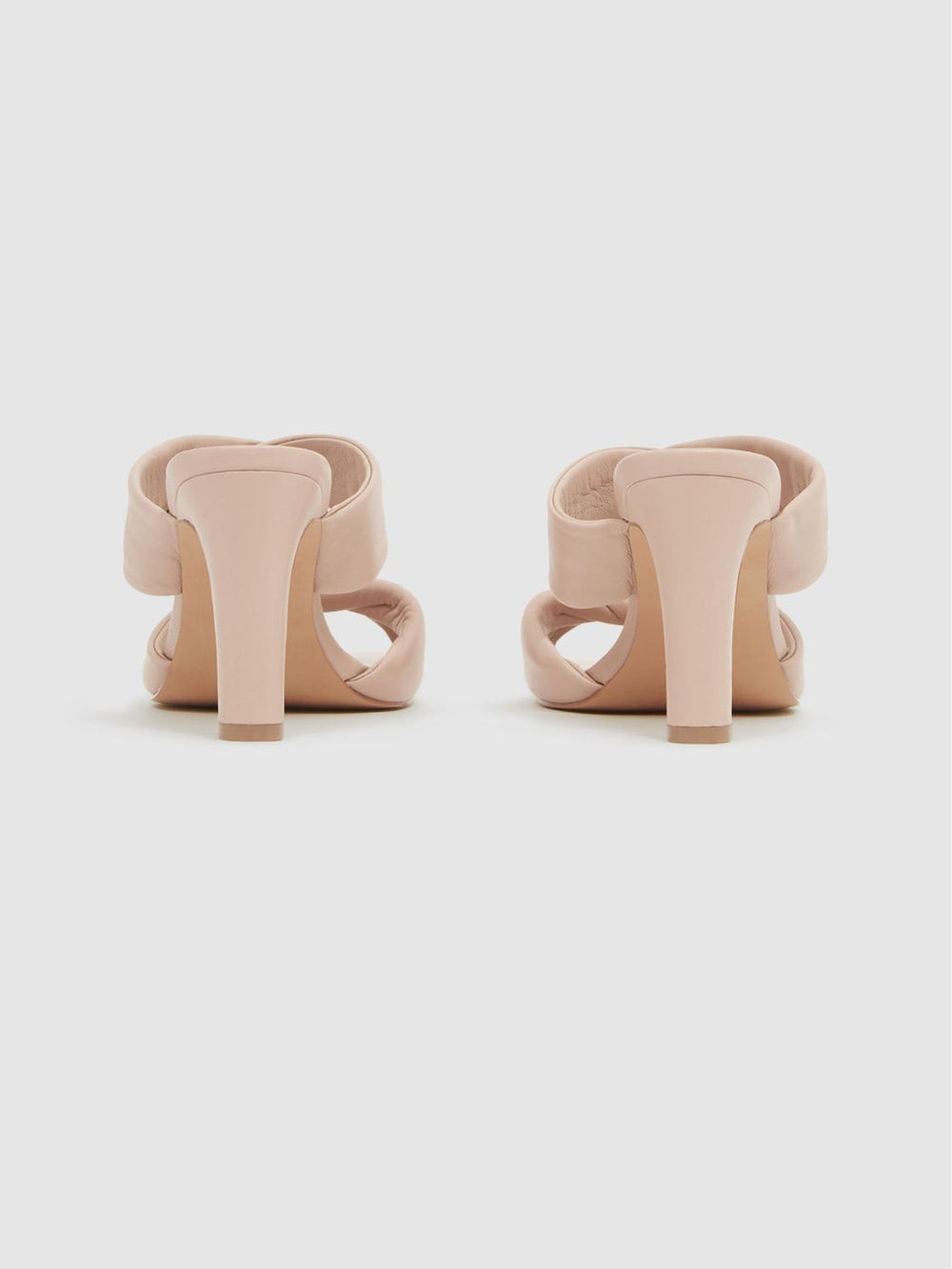 Reiss Heels | Eliza Block Heel Leather Sandals Nude - Women