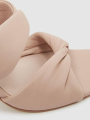 Reiss Heels | Eliza Block Heel Leather Sandals Nude - Women