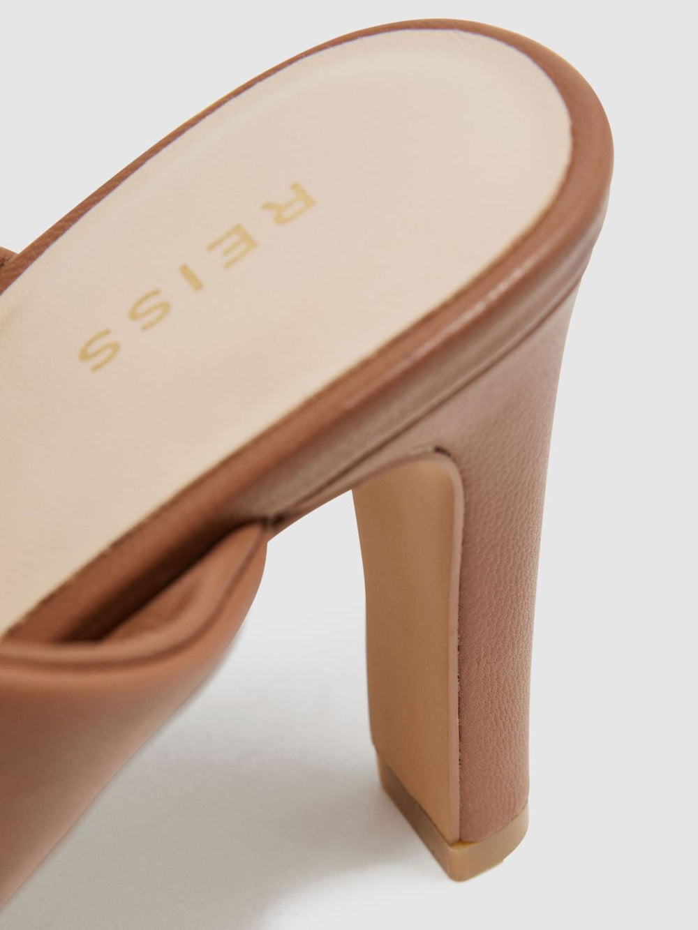 Reiss Heels | Eliza Block Heel Leather Sandals Nude - Women