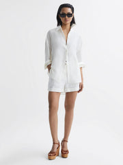 Reiss Heels | Elle Leather Raffia Platform Wedge Heels Black - Women