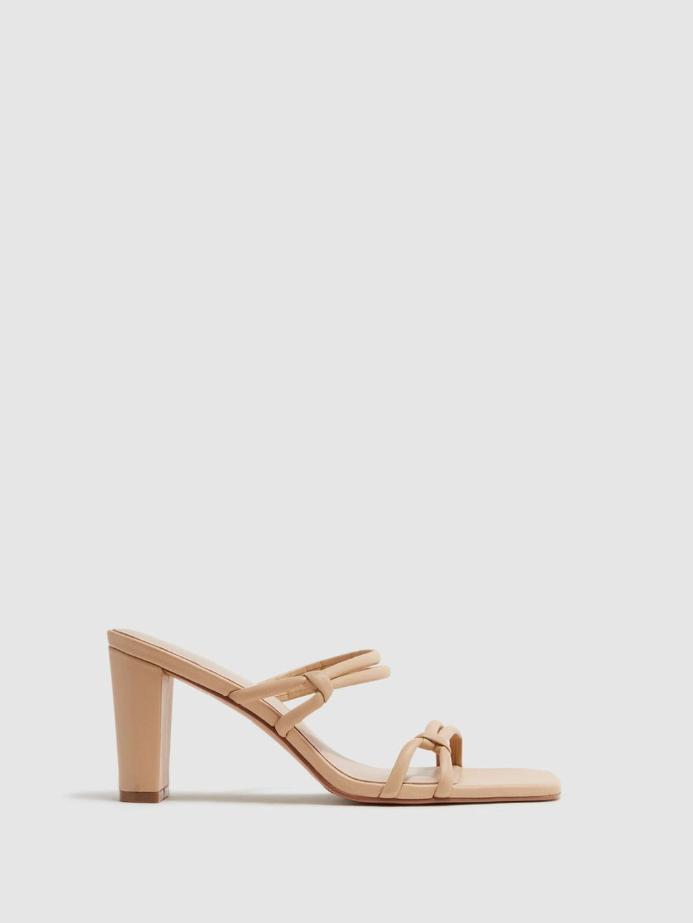 Reiss Heels | Emmy Leather Strappy Block Heels Almond - Women