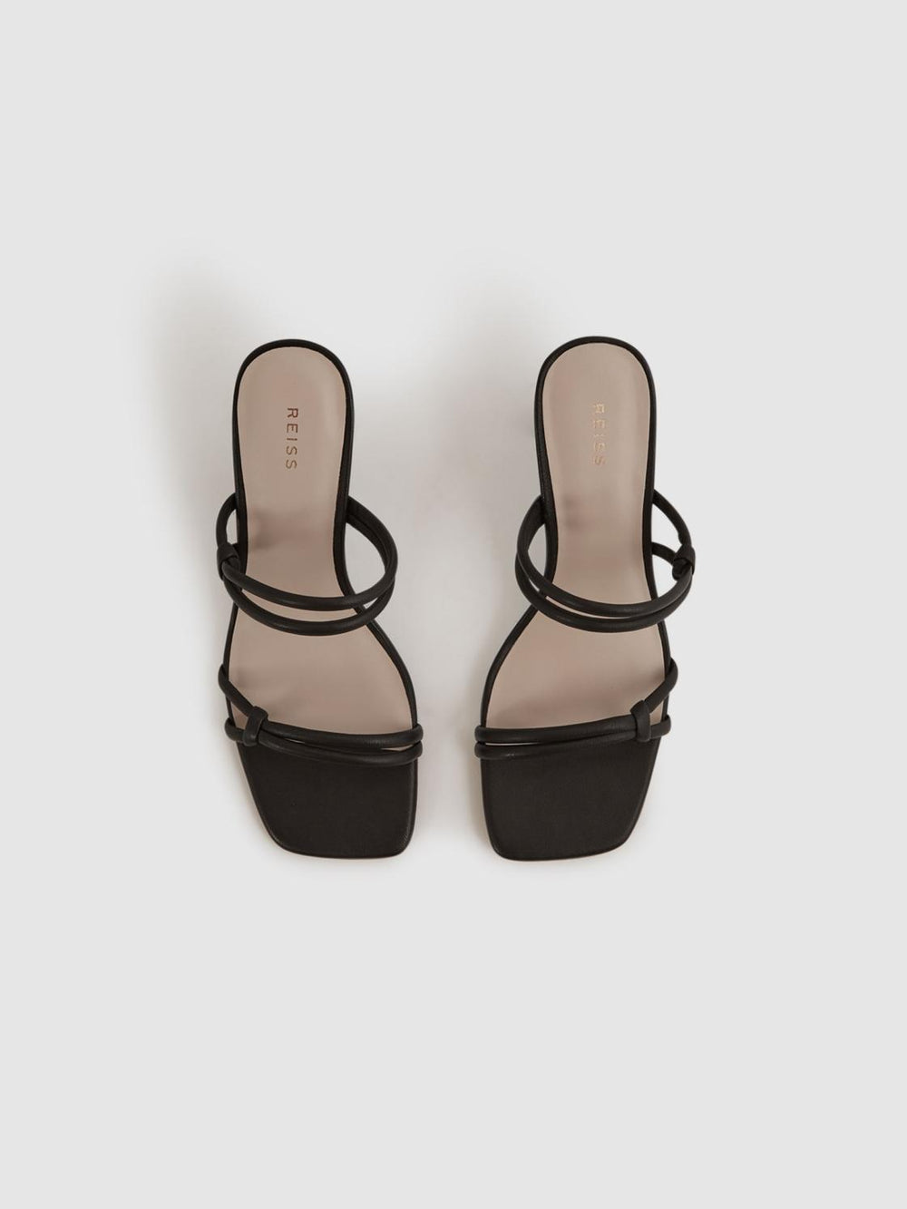 Reiss Heels | Emmy Leather Strappy Block Heels Almond - Women