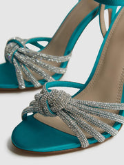 Reiss Heels | Estel Embellished Heeled Sandals Blue - Women