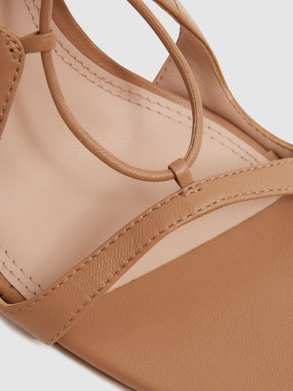 Reiss Heels | Kate Leather Strappy High Heel Sandals Biscuit - Women