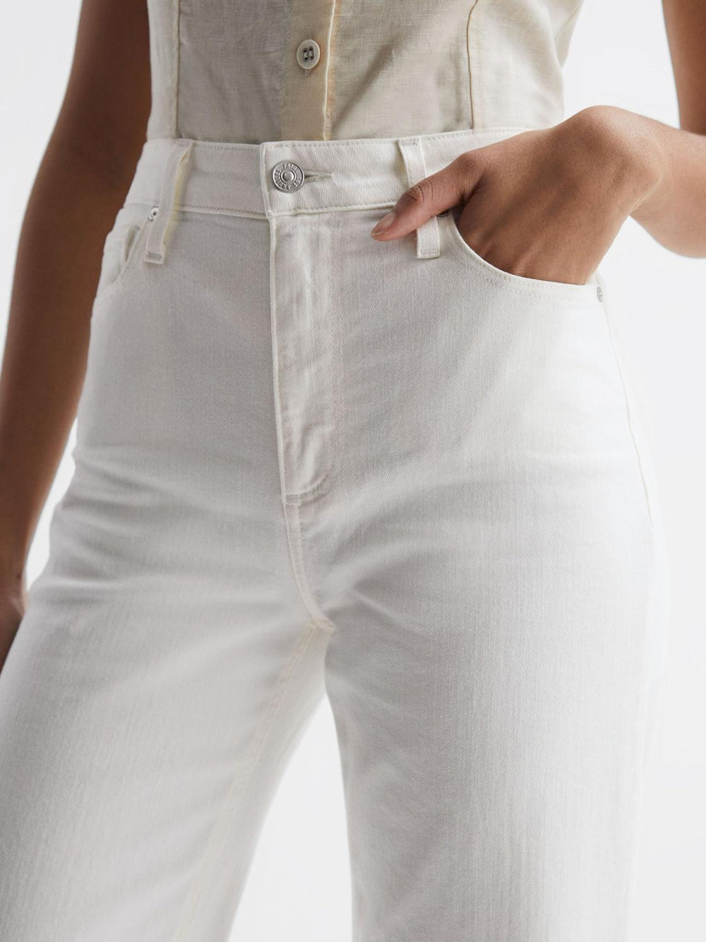 Reiss Jeans | Anessa Paige High Rise Flared Jeans Ecru - Women