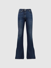 Reiss Jeans | Beau High Rise Skinny Flared Jeans Mid Blue - Women
