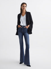Reiss Jeans | Beau High Rise Skinny Flared Jeans Mid Blue - Women