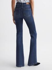Reiss Jeans | Beau High Rise Skinny Flared Jeans Mid Blue - Women