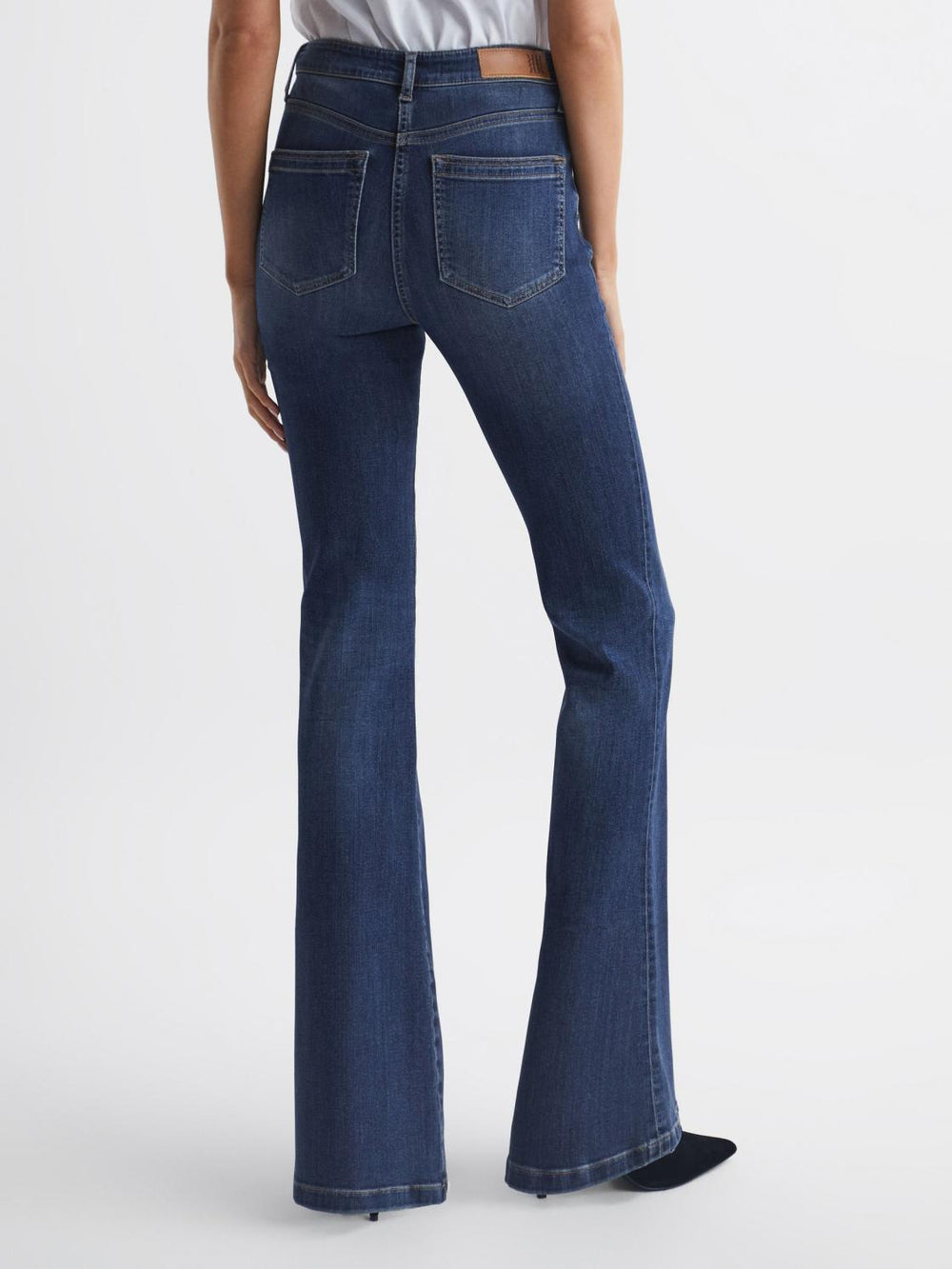 Reiss Jeans | Beau High Rise Skinny Flared Jeans Mid Blue - Women